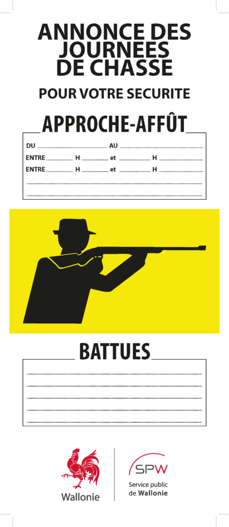 Affiche jaune avec information sur le calendrier de chasse
